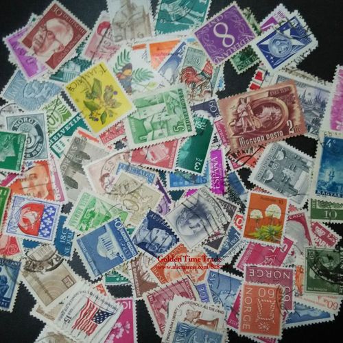 Timbres-Poste Anciens Et Vintage,Marque Avec Cachet De La Poste,100 Pièces/Lot