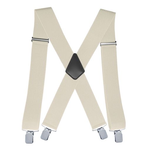 Blanc Bretelles Homme Larges Bretelles Réglable Élastique Bretelles Homme Avec Fort Clips, 5 Cm De Largeur, 120 Cm De Longueur