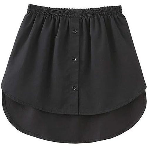 Mini ?S?Jupon Pour Femme Avec Boutons À L'intérieur Se Superposent Faux Ourlet Demi - Jupe Faux Deux Pièces Bord Blanc Faux Liner Sergé Bas