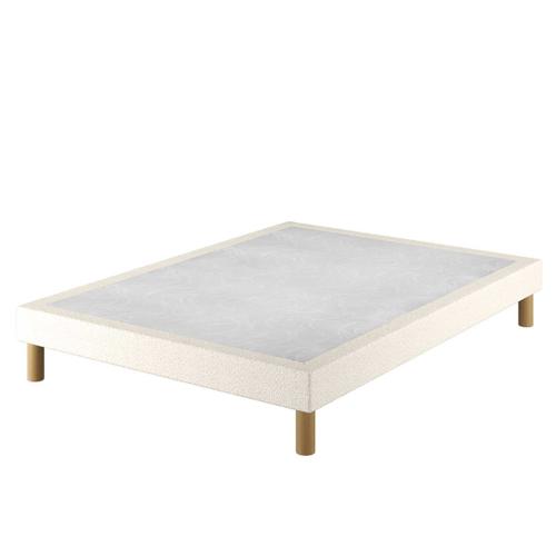 Le Roi Du Matelas - Sommier Cirse Deco Boucle Blanc - 180x200 Cm - Cadre Bois Massif Recouvert De Tissu - Lattes Sapin Blanc Du Nord - Soutien Ferme