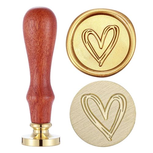 Timbre De Sceau D'avertissement De Coeur,Tête En Laiton Vintage,Manche En Bois,Bancs Pour Invitations De Mariage,Timbre De Carte D'invitation D'enveloppe - Type Ty25s-Cc26