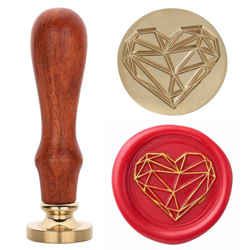 Timbre De Sceau D'avertissement De Coeur,Tête En Laiton Vintage,Manche En Bois,Bancs Pour Invitations De Mariage,Timbre De Carte D'invitation D'enveloppe - Type Ty25s-Cc28