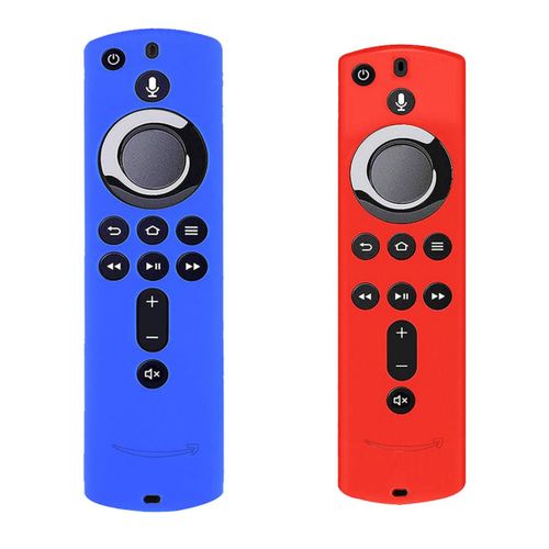 Coque Protection Telecommande Firestick 4K avec Alexa Télécommande vocale Fire TV Stick 4K /4K Max (3rd génération) Couvercle de télécommande Silicone avec -2Pack (Bleu et Rouge)
