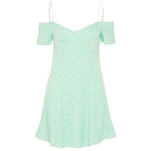 Robe Calvin Klein Épaule Dénudée Mini Dr Ditsy Floral Vert Aop