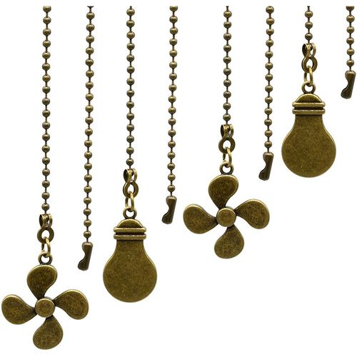 4 Pièces Chaîne De Traction De Ventilateur De Plafond, Modèle D'ampoule Et De Ventilateur Extension De Pendentif De Chaîne De Traction De Ventilateur 12 Pouces (Bronze Antique)