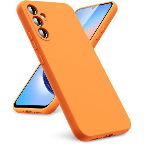 Coque Compatible Avec Samsung Galaxy A34 5g [Coque Silicone Liquide] [Interieur Microfibre] Souple Etuis En Caoutchouc Housse Antichoc Protection Bumper Protecteur Coque A34-Orange