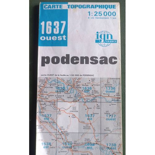 Carte Ign 1637 Ouest Podensac
