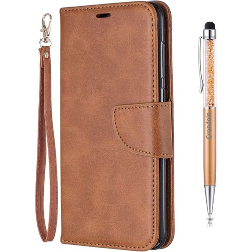 Coque Pour Huawei Honor 8c, Bookstyle Flip Cover Tui De Protection Housse En Pu Cuir Avec Tpu Silicone Souple [Fente De Carte] [Fermeture Magntique] (Marron)