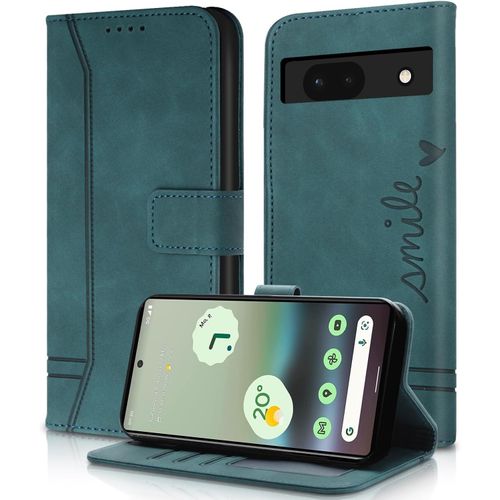 Coque Pour Google Pixel 6a - Etui Cuir Pu Coque Pixel 6a Portefeuille Cuir Multifonction Fermeture Magnetique Stand Feature Flip Case Compatible Avec Google Pixel 6a (Vert)