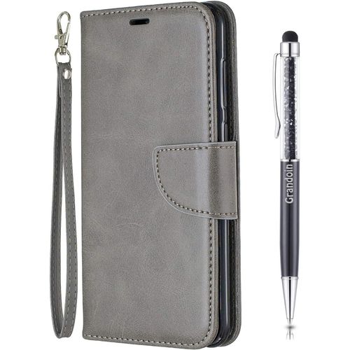 Coque Pour Huawei Honor 8c, Bookstyle Flip Cover Tui De Protection Housse En Pu Cuir Avec Tpu Silicone Souple [Fente De Carte] [Fermeture Magntique] (Gris)