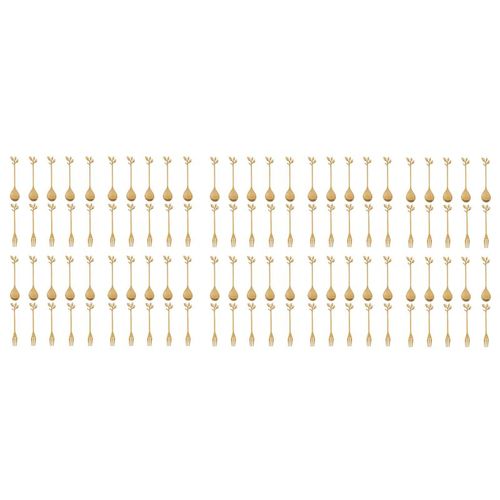 50 Cuill¿¿Re + 50forks En Acier Inoxydable Feuille Caf¿¿ G?Teau Cuill¿¿Re Fourchette Cuill¿¿Res ¿¿ Dessert, Dor¿¿