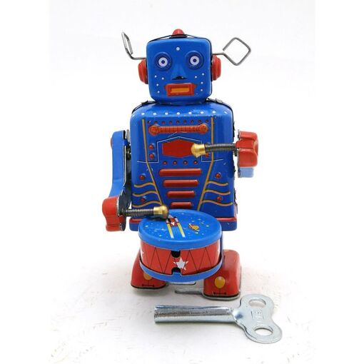 Robot Jouet Vintage Avec Horloge - Décoratif Main Rouge - Neuf