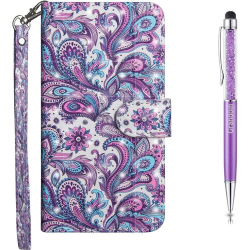 Coque Pour Nokia 6.2 / Nokia 7.2, Bookstyle Flip Cover Tui De Protection Housse En Pu Cuir Avec Tpu Silicone Souple [3d] [Fente De Carte] [Fermeture Magntique] (Violet)