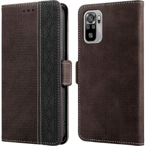 Coque Redmi Note 10, Anti-Rayures Housse Redmi Note 10s, [Rfid Blocage] [Etui A Rabat] [Fermeture Magnetique], Etui De Protection Pour Xiaomi Redmi Note 10/Redmi Note 10s (6,43""), Cafe
