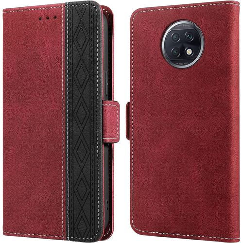 Coque Redmi Note 9t, Anti-Rayures Housse Redmi Note 9t 5g, [Rfid Blocage] [Etui A Rabat] [Fermeture Magnetique], Etui De Protection Pour Xiaomi Redmi Note 9t (6,53""), Rouge