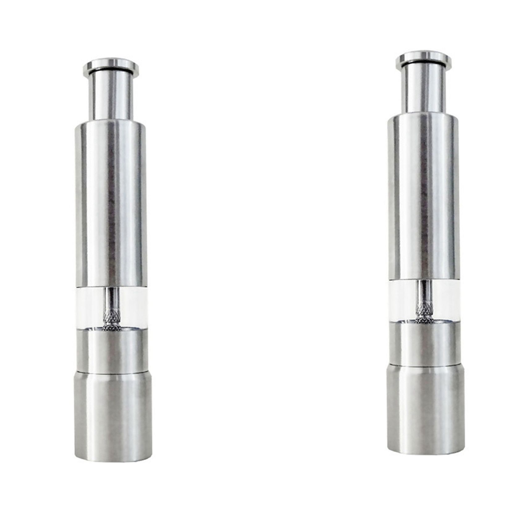 2x Moulin  Sel Et Poivre En Acier Inoxydable Bouton Pousso...