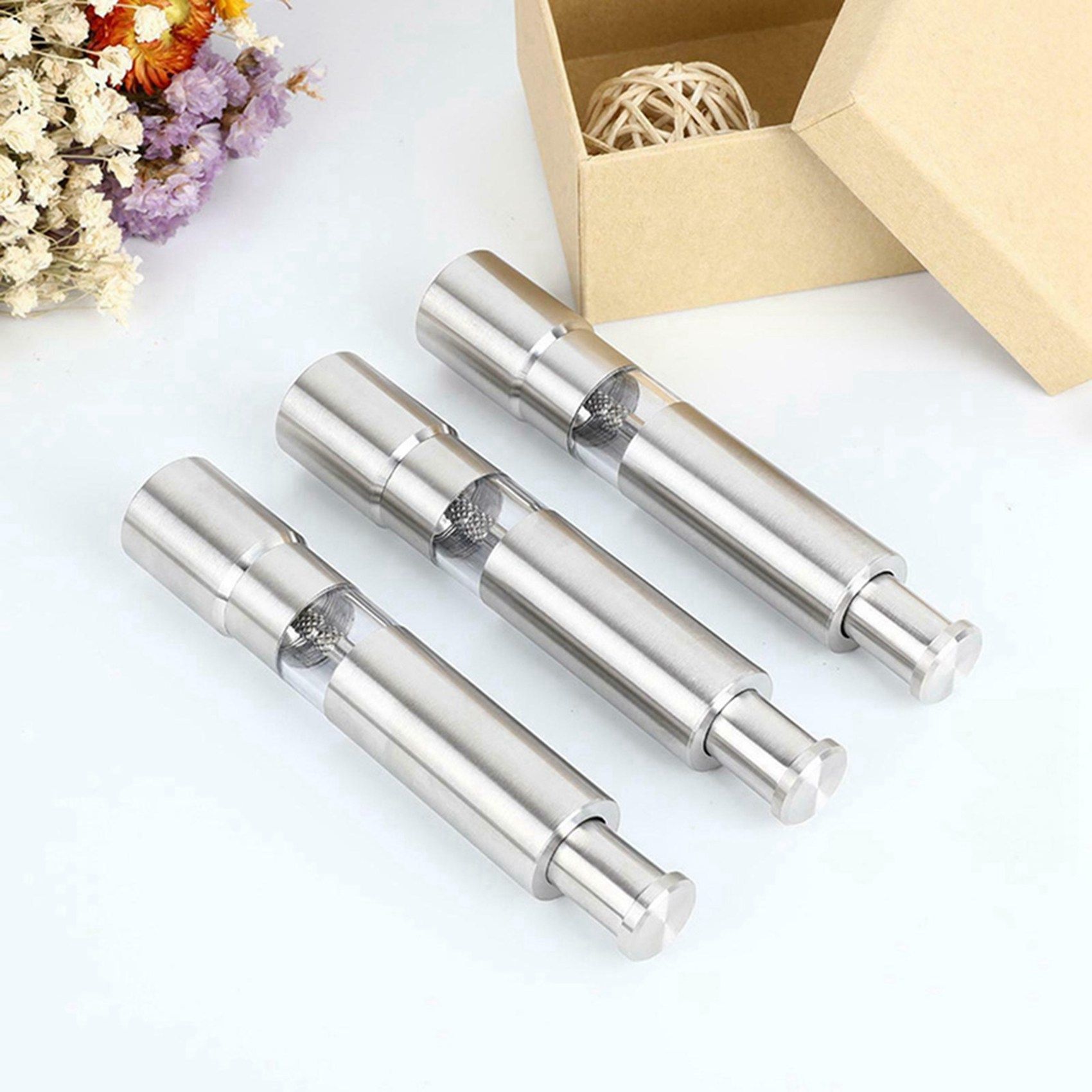 2x Moulin  Sel Et Poivre En Acier Inoxydable Bouton Pousso... - 7
