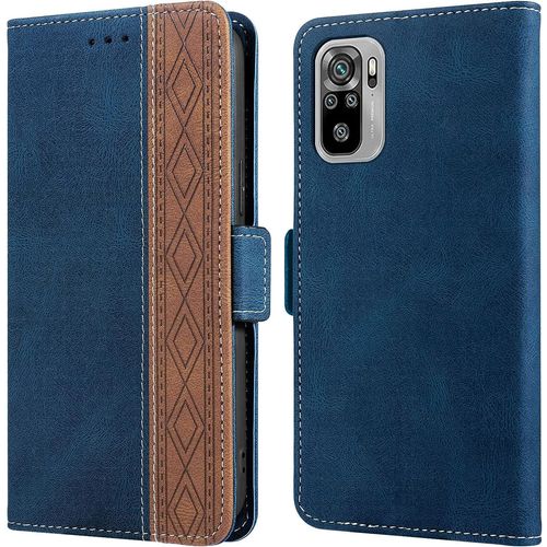 Coque Redmi Note 10, Anti-Rayures Housse Redmi Note 10s, [Rfid Blocage] [Etui A Rabat] [Fermeture Magnetique], Etui De Protection Pour Xiaomi Redmi Note 10/Redmi Note 10s (6,43""), Bleu