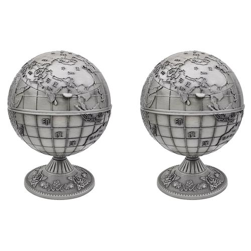 2x Vintage M¿¿Tal Avec Couvercle Globe Cendrier Europ¿¿En R¿¿Tro Bureau ¿¿ Domicile H?Tel Cendrier D¿¿Cor Fumer Accessoires, ¿¿Tain Ancien