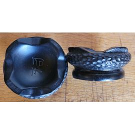 2 Bibelot Coupelles Noirs En Terre Cuite Sinisants Idéogrammes Chinois7cm De Diamètre 3 Cm De Haut
