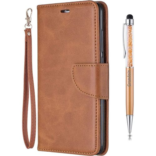 Coque Pour Xiaomi Redmi 5, Bookstyle Flip Cover Tui De Protection Housse En Pu Cuir Avec Tpu Silicone Souple [Fente De Carte] [Fermeture Magntique] (Marron)