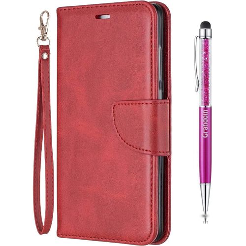 Coque Pour Xiaomi Redmi Note 4, Bookstyle Flip Cover Tui De Protection Housse En Pu Cuir Avec Tpu Silicone Souple [Fente De Carte] [Fermeture Magntique] (Rouge)