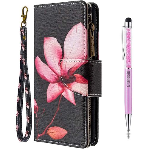 Coque Pour Nokia 5.3, Peint Flip Cover Tui Fermeture Clair Portefeuille Housse En Pu Cuir Avec Tpu Silicone Souple [9 Fente De Carte] [Fermeture Magntique] (Lotus)