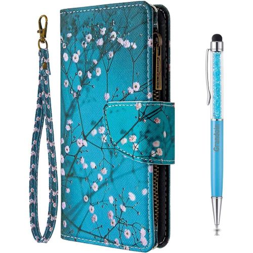 Coque Pour Nokia 5.3, Peint Flip Cover Tui Fermeture Clair Portefeuille Housse En Pu Cuir Avec Tpu Silicone Souple [9 Fente De Carte] [Fermeture Magntique] (Fleur De Prunier)