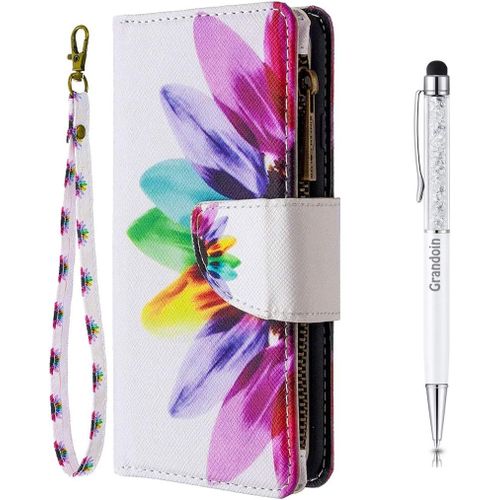 Coque Pour Nokia 5.3, Peint Flip Cover Tui Fermeture Clair Portefeuille Housse En Pu Cuir Avec Tpu Silicone Souple [9 Fente De Carte] [Fermeture Magntique] (Tournesol)