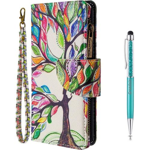 Coque Pour Nokia 5.3, Peint Flip Cover Tui Fermeture Clair Portefeuille Housse En Pu Cuir Avec Tpu Silicone Souple [9 Fente De Carte] [Fermeture Magntique] (Arbre)