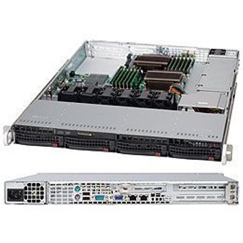 Supermicro SC815 TQC-605WB - Montable sur rack - 1U - ATX étendu - SATA/SAS - hot-swap 600 Watt - noir