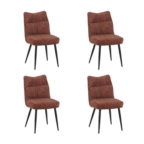 Lot De 4 Dyyk Chaise De Salle À Manger Texturée | Chaise Contemporaine Avec Pieds Métalliques Élégants- Rouge