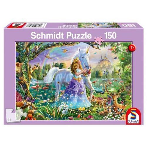 Puzzle Princesse Fee, Licorne Et Chateau 150 Pieces, Enfant - Monde Fantastique, Animaux - Fille 7 Ans - Set Jeu Puzzle Et Carte