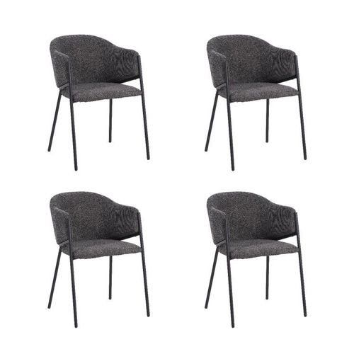 Lot De 4 Cuicy Chaise De Salle À Manger Monochromatique Luxueuse Au Design Moderne- Gris