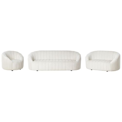 Ensemble De Salon En Velours Blanc Cassé Malung
