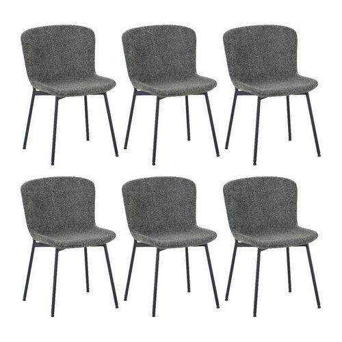 Lot De 6 Riya Chaise Contemporaine Avec Revêtement En Tissu Bouclé- Vert