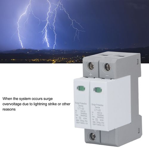 Parafoudre photovoltaïque 10KA à 20KA 2P 36mm, Installation sur Rail, Protection contre les surtensions, parafoudre PV 1000V