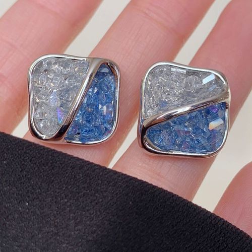 Bilandi-Boucles D'oreilles Carrées En Verre Vert Et Bleu Pour Femme, Bijoux À La Mode, Argent 925, Style Populaire