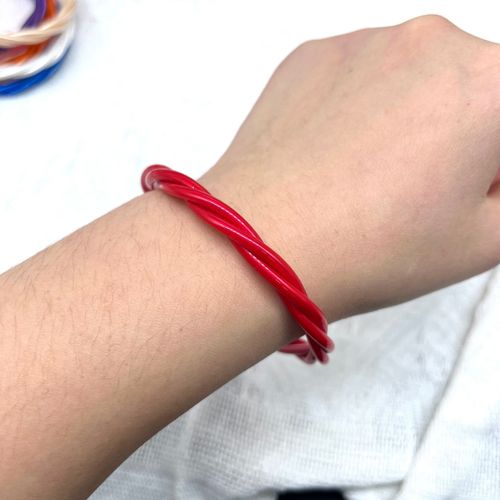Bilandi-Bracelet Bicolore Torsadé Pour Femme, Bijoux À La Mode, Doux, Tube En Plastique De Haute Qualité, Paillettes Intérieures