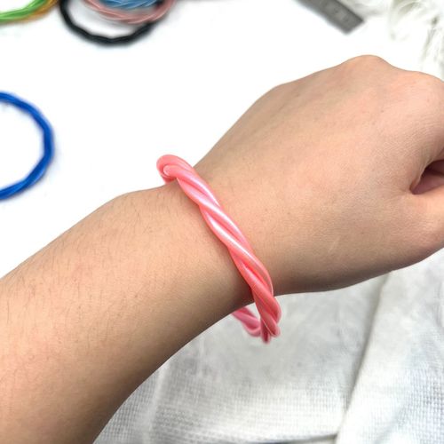 Bilandi-Bracelet Bicolore Torsadé Pour Femme, Bijoux À La Mode, Doux, Tube En Plastique De Haute Qualité, Paillettes Intérieures