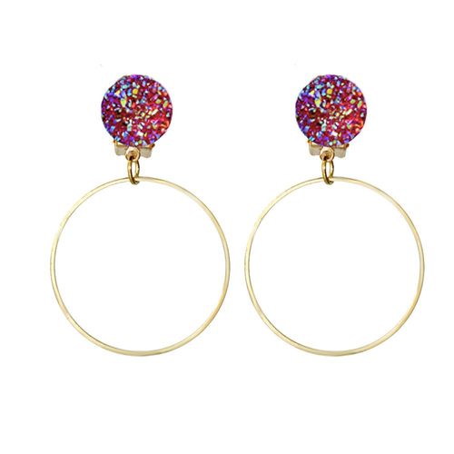Boucles D'oreilles Rondes En Résine Pour Femmes, Sans Trou, Bleu, Blanc, Sans Perçage, Bijoux De Mariage