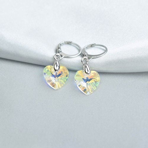 Bing Tu-Boucles D'oreilles Géométriques En Forme De C¿Ur En Cristal Coloré Pour Femme, Bijoux Simples, Goutte D'eau, Mariage, Rond, Bleu