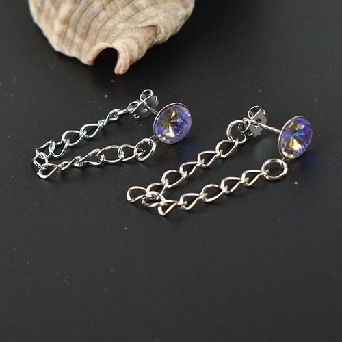 Boucles D'oreilles En Cristal Multicolore Pour Femmes, Chaîne Ronde, Pompon Géométrique, Bijoux Minimaliste En Métal, Goutte, Cadeau De Fête