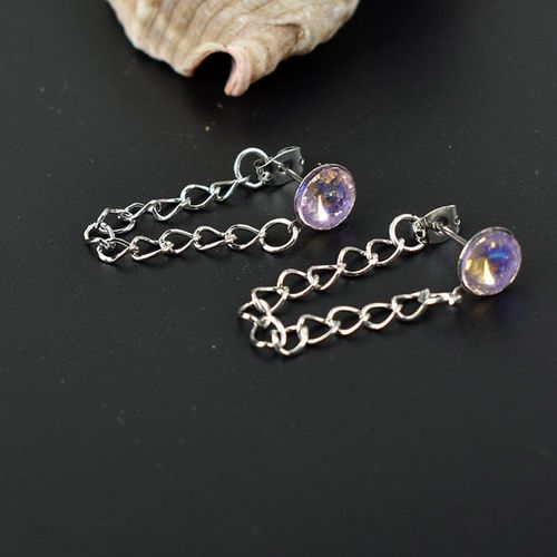 Boucles D'oreilles En Cristal Multicolore Pour Femmes, Chaîne Ronde, Pompon Géométrique, Bijoux Minimaliste En Métal, Goutte, Cadeau De Fête