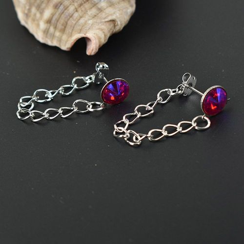 Boucles D'oreilles En Cristal Multicolore Pour Femmes, Chaîne Ronde, Pompon Géométrique, Bijoux Minimaliste En Métal, Goutte, Cadeau De Fête