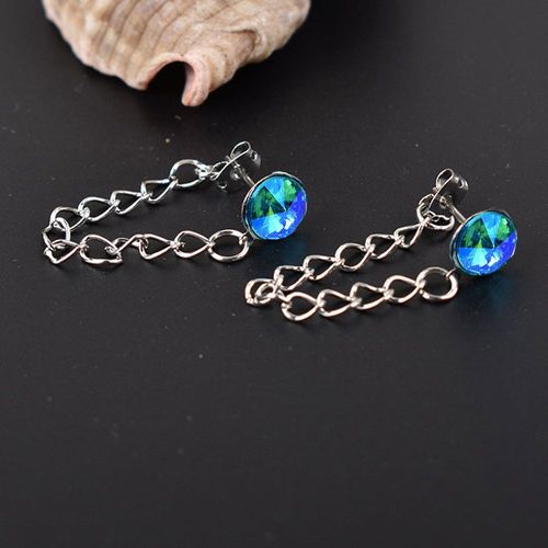 Boucles D'oreilles En Cristal Multicolore Pour Femmes, Chaîne Ronde, Pompon Géométrique, Bijoux Minimaliste En Métal, Goutte, Cadeau De Fête