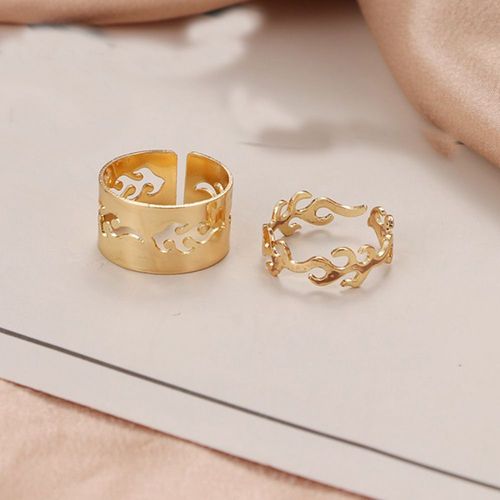 Bague Ouverte Réglable Avec Flamme Noire Pour Hommes Et Femmes, Ensemble De Matiques De Couple, Bijoux En Métal, Cadeau De Fiançailles De Mariage, Document Argenté