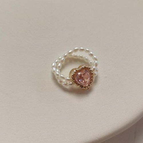 Bague Élastique En Forme De C¿Ur Pour Femme, Bijou Simple, Réglable, En Cristal, Noir Et Blanc, Nouvelle Collection