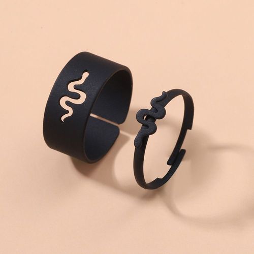 Ensemble De Bagues Punk Planète Lune Et Étoile Pour Femmes, 2 Pièces, Vintage, Gothique, Noir, Bijoux Géométriques, Animaux, Bagues Ouvertes Réglables