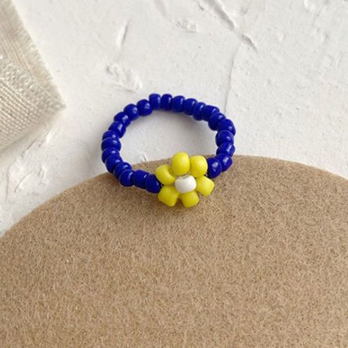 Bague En Résine Pour Femmes, Bijoux Floraux Simples, Rouges Et Blancs, Élastiques, Jolie Perle, Ajustable, Pour Femmes